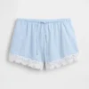 4" Mid Rise Linen-Blend Lace-Trim Shorts