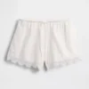 4" Mid Rise Linen-Blend Lace-Trim Shorts