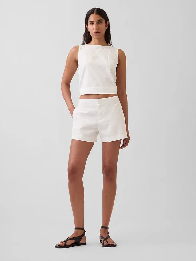 4" Mid Rise Linen-Blend Shorts
