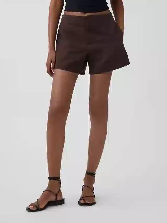 4" Mid Rise Linen-Blend Shorts