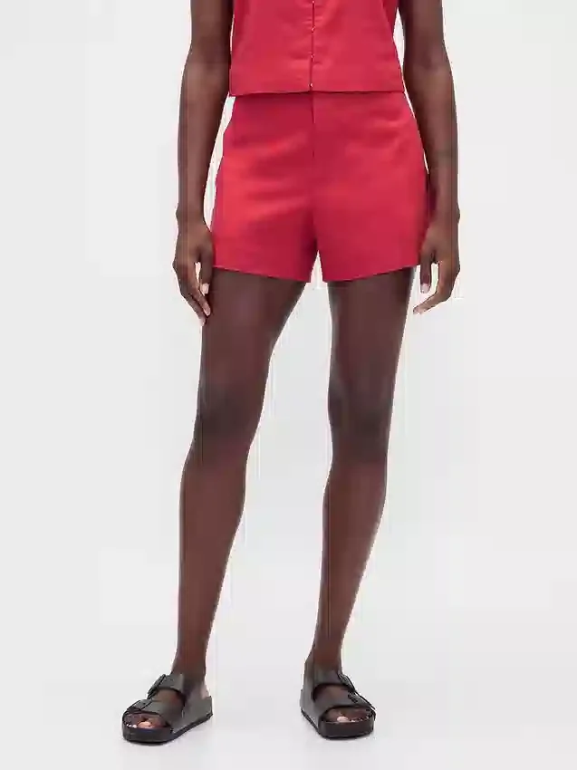 4" Mid Rise Linen-Blend Shorts