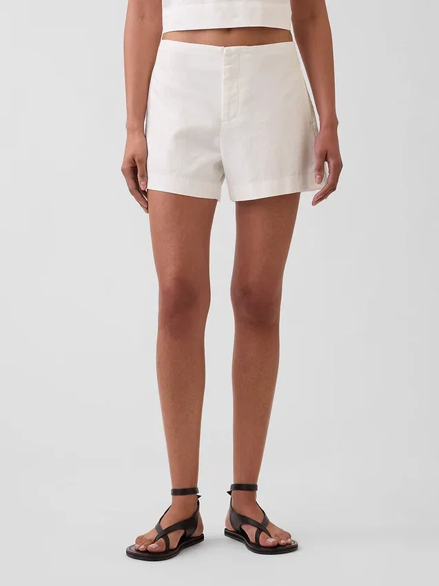 4" Mid Rise Linen-Blend Shorts