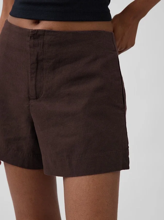 4" Mid Rise Linen-Blend Shorts