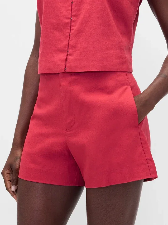 4" Mid Rise Linen-Blend Shorts