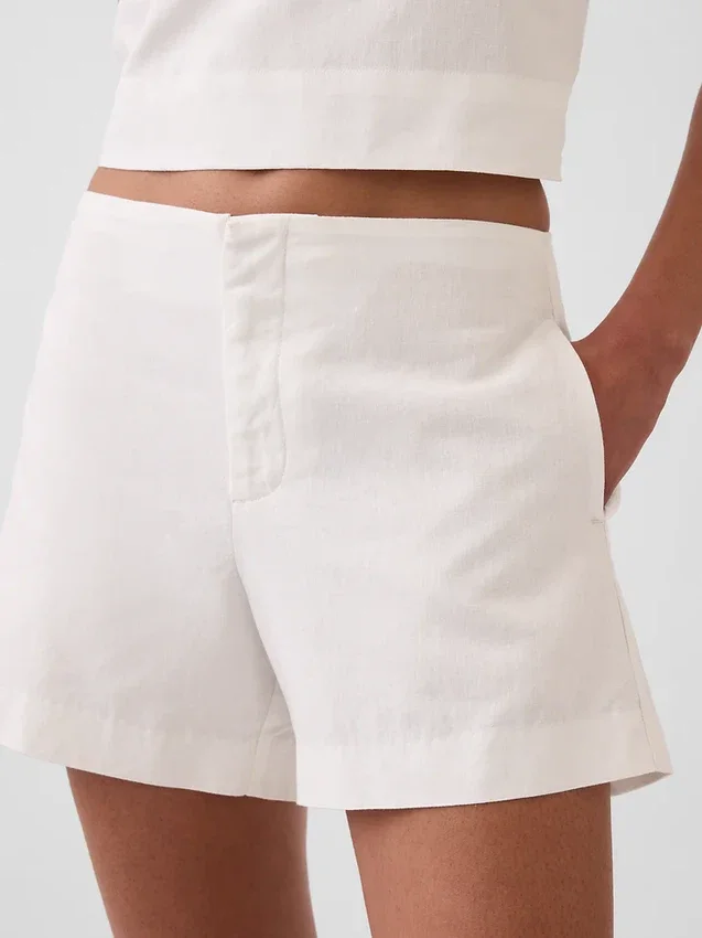 4" Mid Rise Linen-Blend Shorts