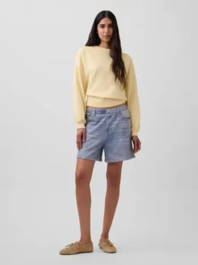 5" Mid Rise Printed Knit Denim Easy Shorts