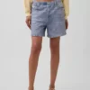 5" Mid Rise Printed Knit Denim Easy Shorts