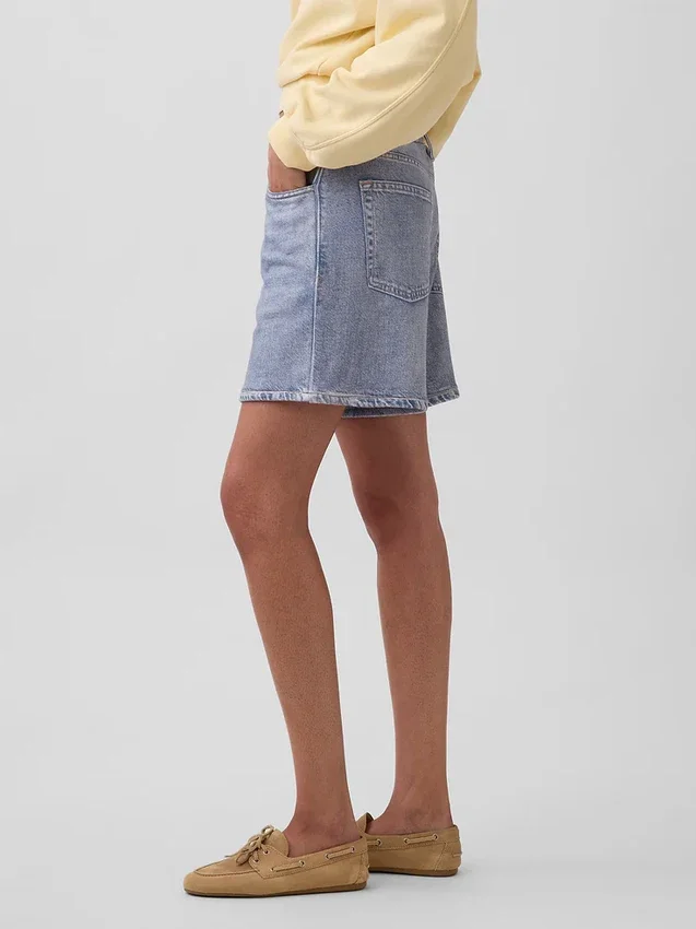 5" Mid Rise Printed Knit Denim Easy Shorts
