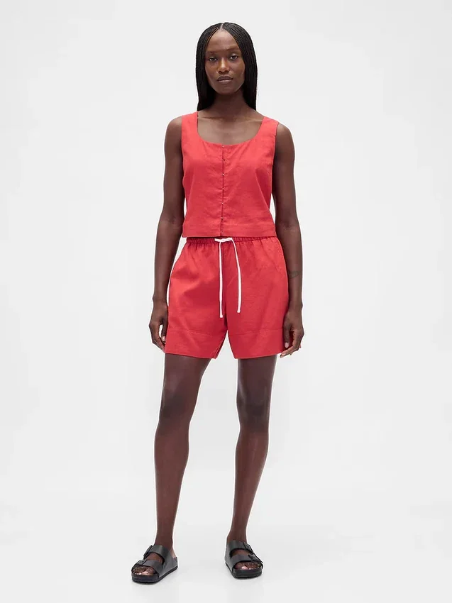 6" Linen-Blend Easy Shorts