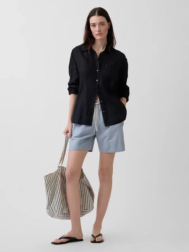 6" Linen-Blend Easy Shorts