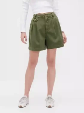 6″ Mid Rise Twill Pleated Trouser Shorts