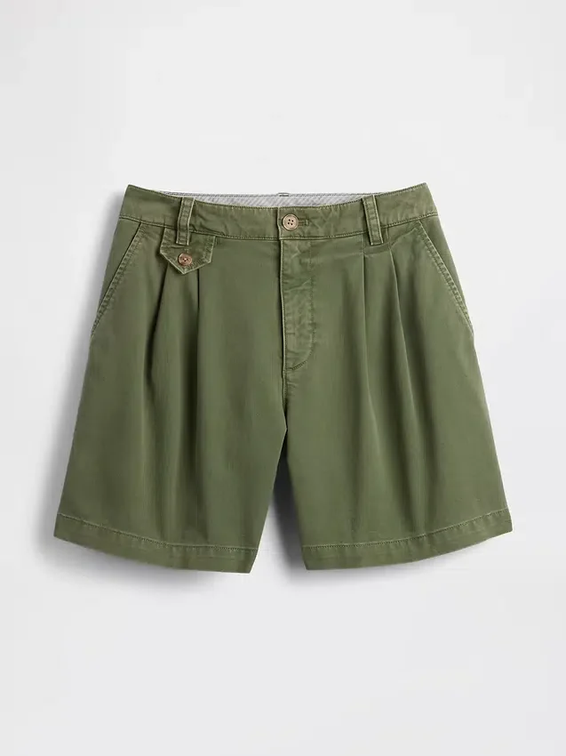 6" Mid Rise Twill Pleated Trouser Shorts
