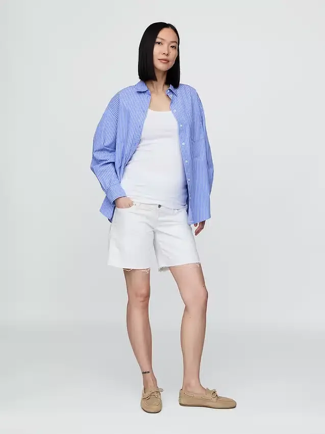 7" Maternity Full Panel Denim Bermuda Shorts