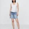 7" Maternity Full Panel Denim Bermuda Shorts