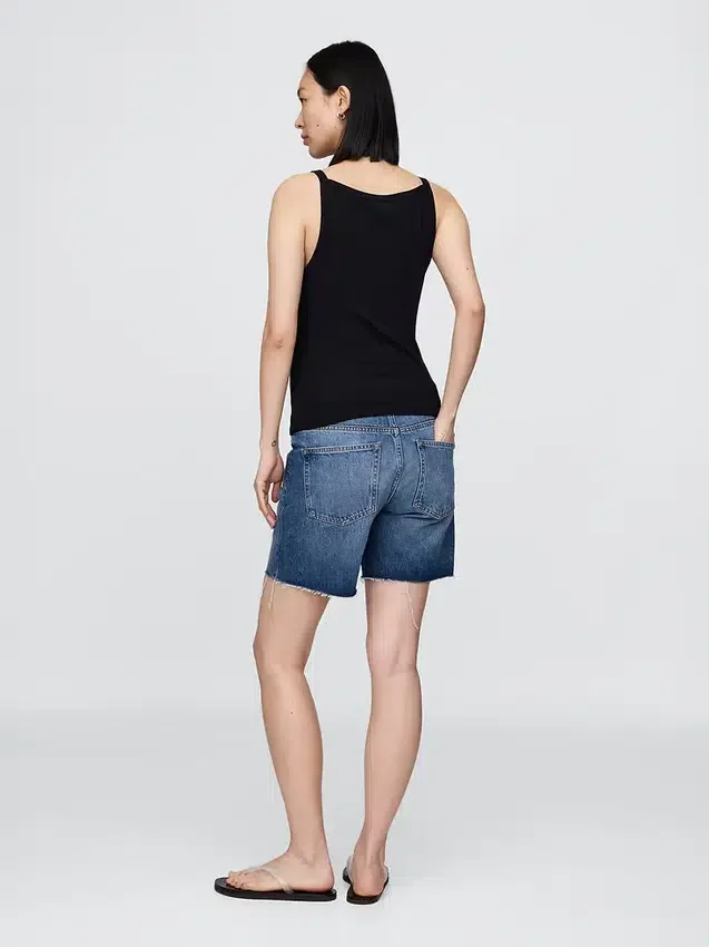 7" Maternity Full Panel Denim Bermuda Shorts