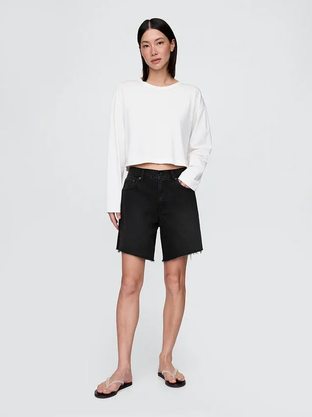 8" Mid Rise '90S Loose Denim Bermuda Shorts