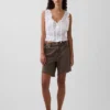 8" Mid Rise Loose Denim Bermuda Shorts