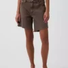 8" Mid Rise Loose Denim Bermuda Shorts