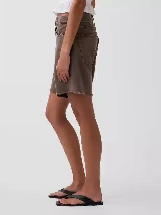8" Mid Rise Loose Denim Bermuda Shorts