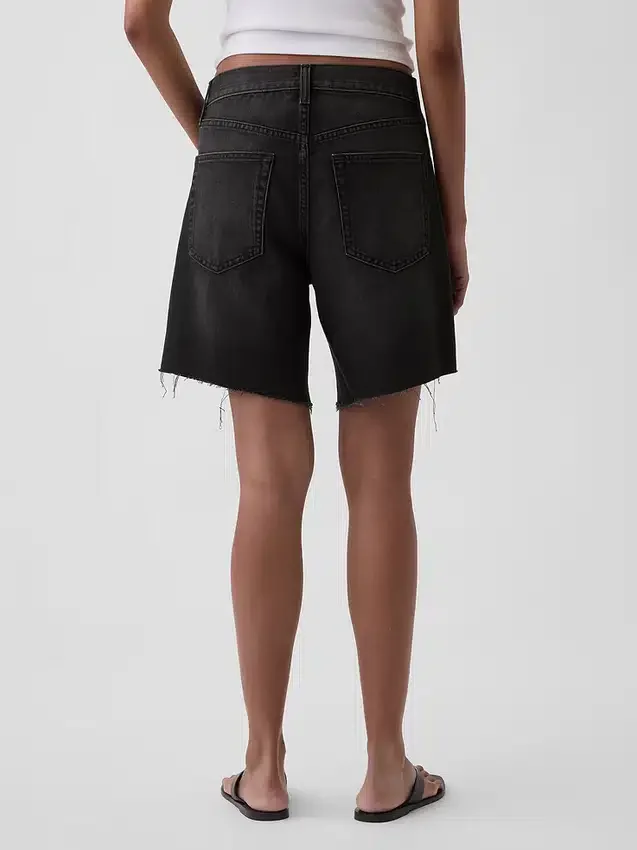 8" Mid Rise Loose Denim Bermuda Shorts