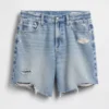 8" Mid Rise Loose Denim Bermuda Shorts
