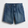 8" Mid Rise Loose Denim Bermuda Shorts