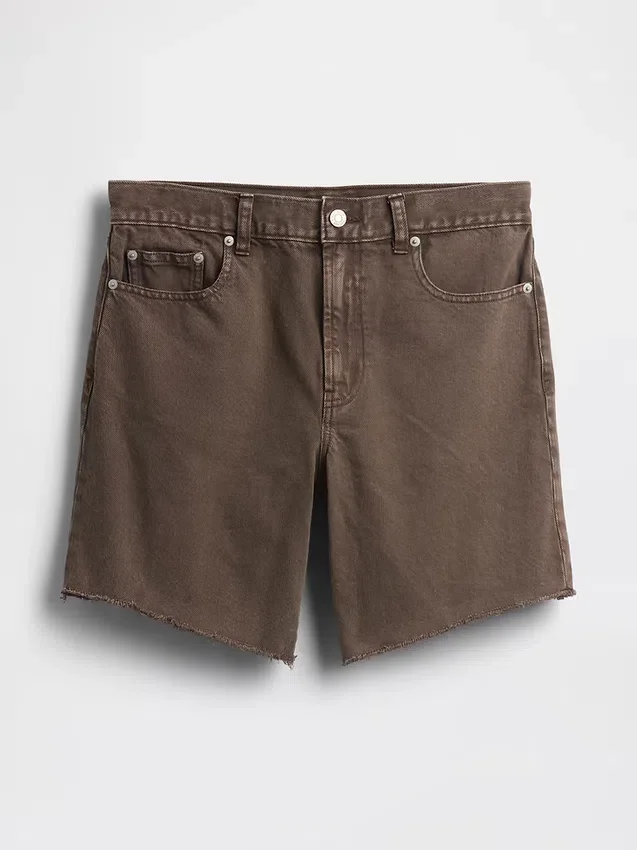 8" Mid Rise Loose Denim Bermuda Shorts