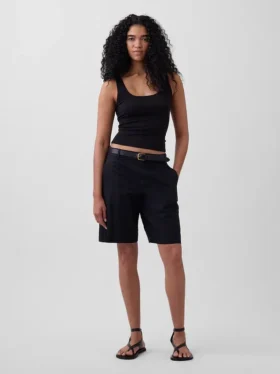 9" Low Rise Linen-Blend Trouser Shorts