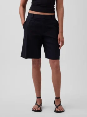 9″ Low Rise Linen-Blend Trouser Shorts