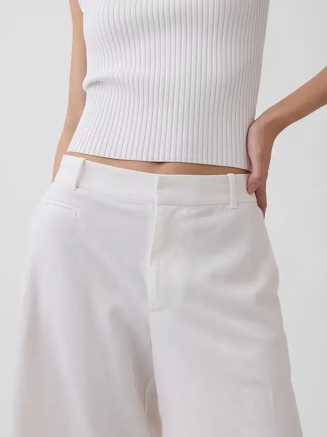 9" Low Rise Linen-Blend Trouser Shorts