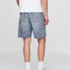 90S Loose Denim Plaid Shorts