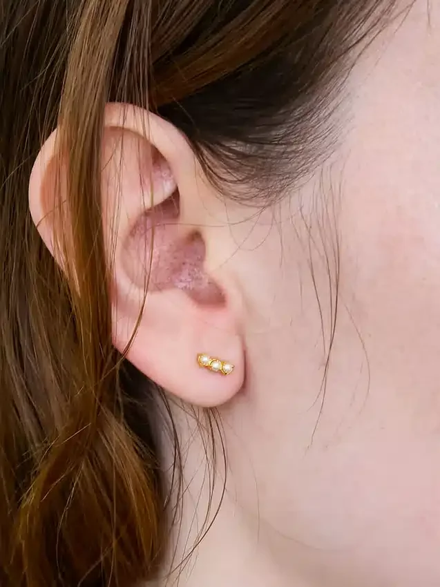 Admiral Row Gold Pearl Bar Earrings