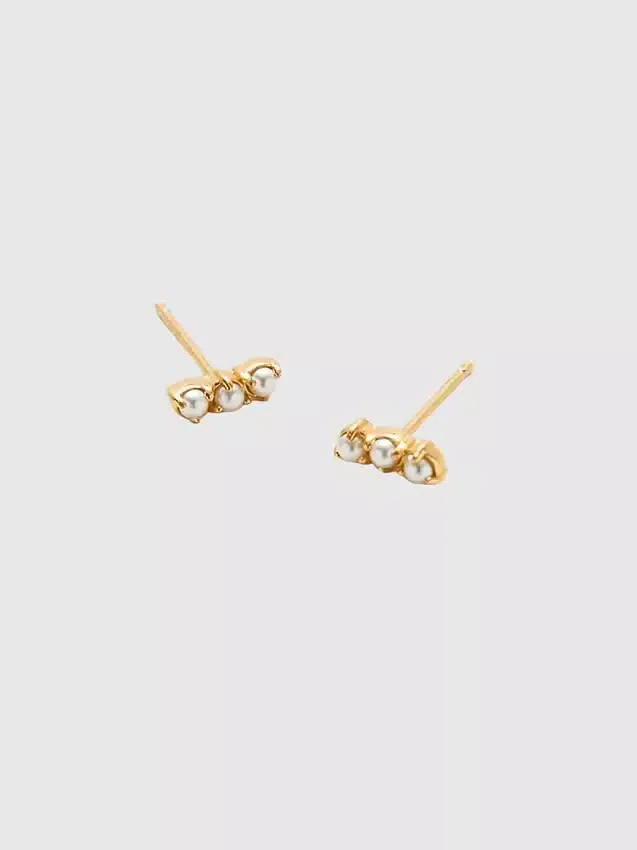 Admiral Row Gold Pearl Bar Earrings