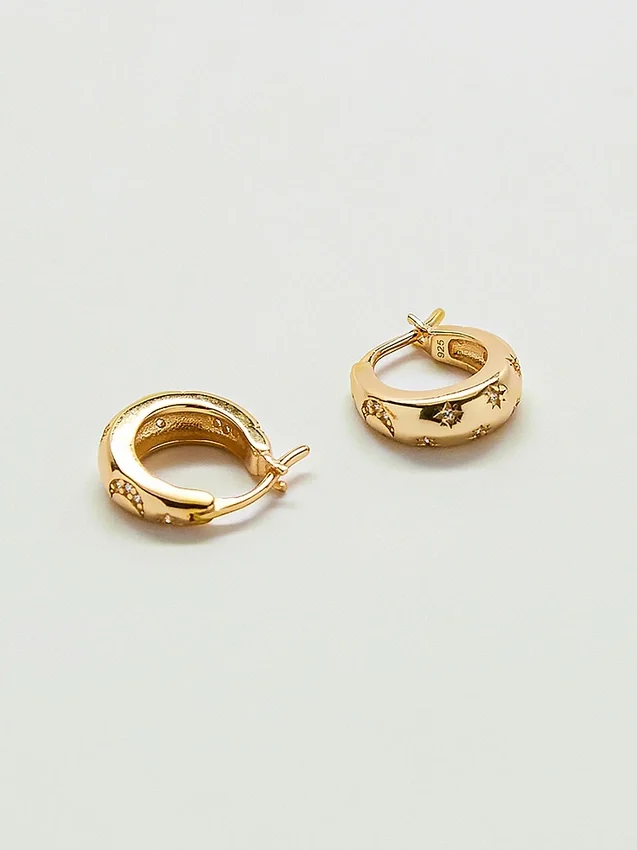 Admiral Row Moon and Star Gold Hoop Earrings