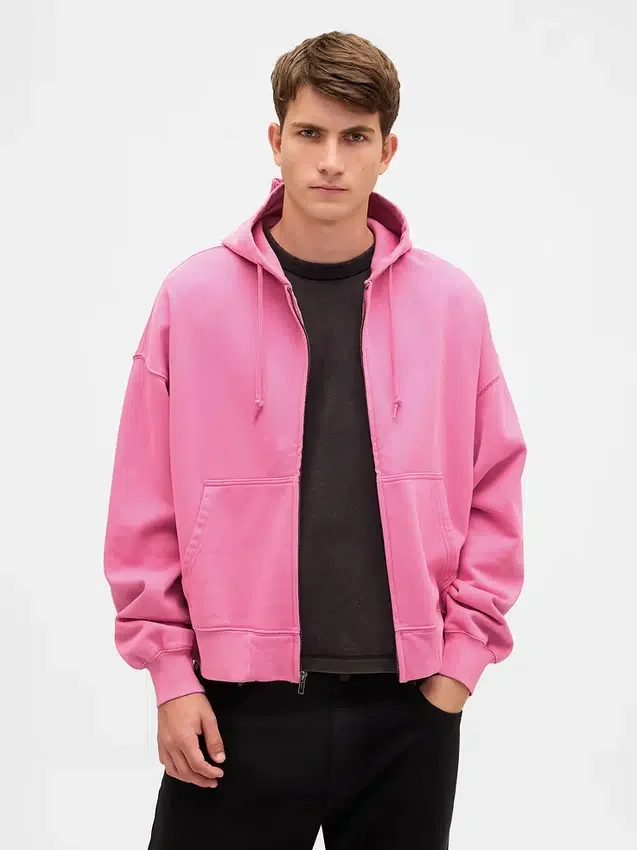 Adult Heavyweight Oversized Crop Zip Hoodie