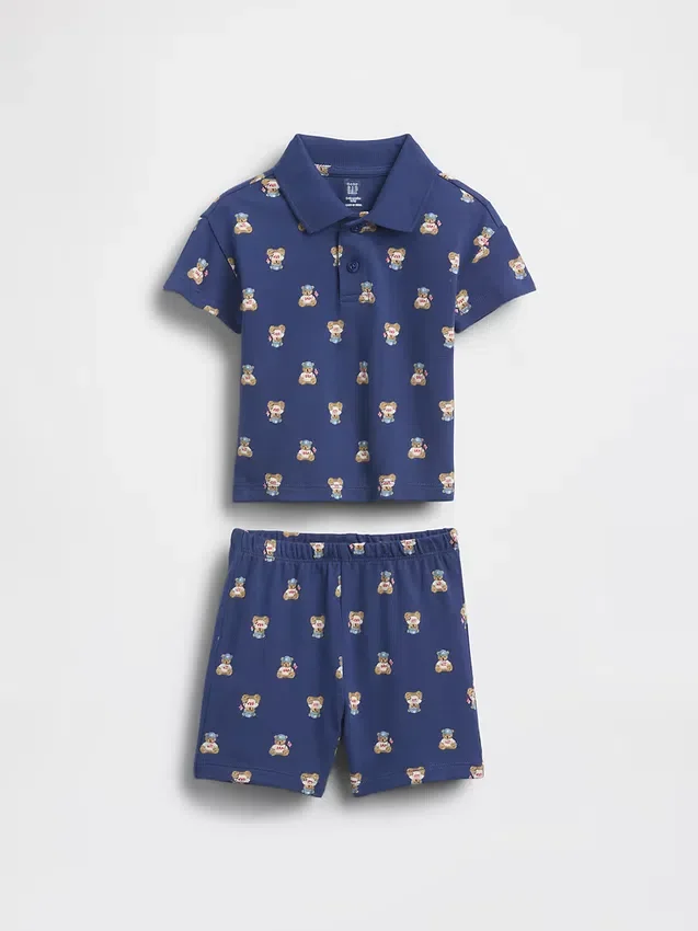 Baby Brannan Bear Pique Polo Outfit Set