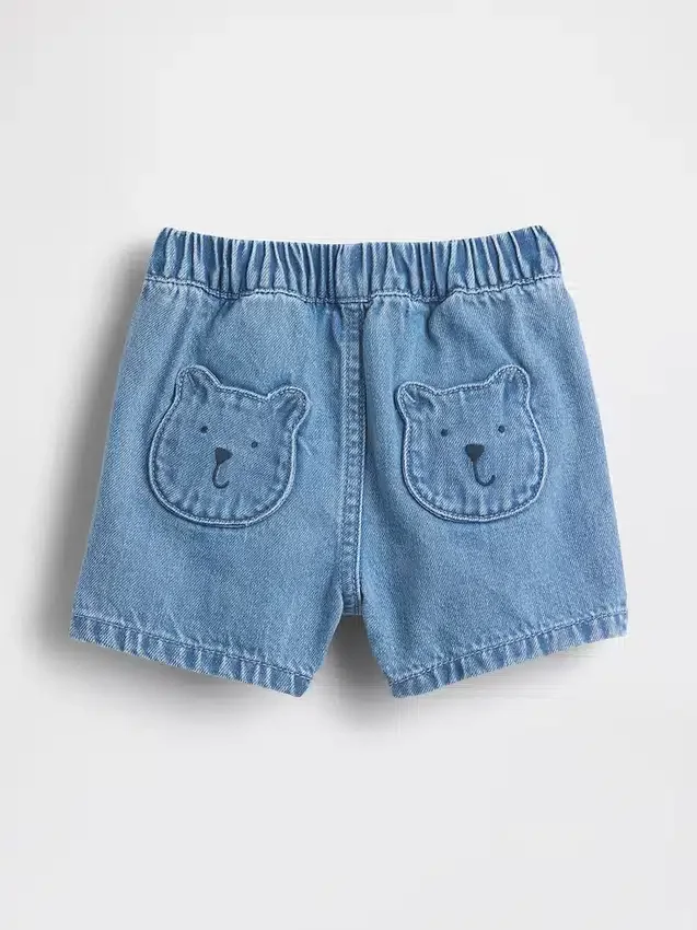 Baby Brannan Bear Pocket Pull-On Denim Shorts