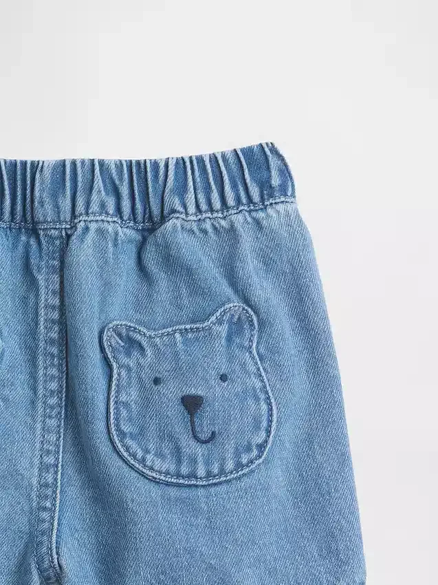 Baby Brannan Bear Pocket Pull-On Denim Shorts