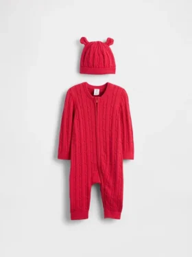 Baby Cable-Knit One-Piece Outfit Set
