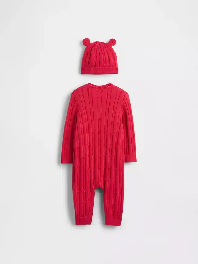 Baby Cable-Knit One-Piece Outfit Set