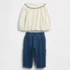 Baby Collared Top & Pull-On Pants Outfit Set