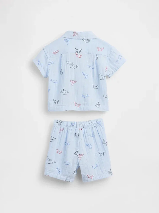 Baby Cotton Gauze Cabana Outfit Set