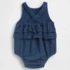 Baby Cotton Gauze Denim Bubble Bodysuit