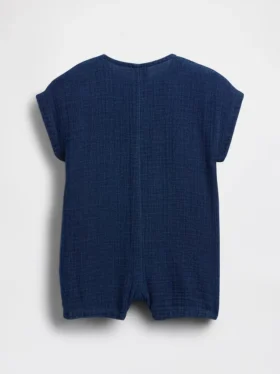Baby Cotton Gauze Denim Shorty One-Piece