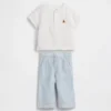 Baby Cotton Gauze Henley Outfit Set