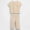 Baby Cotton Gauze Henley Outfit Set