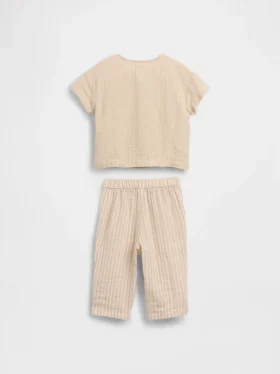 Baby Cotton Gauze Henley Outfit Set