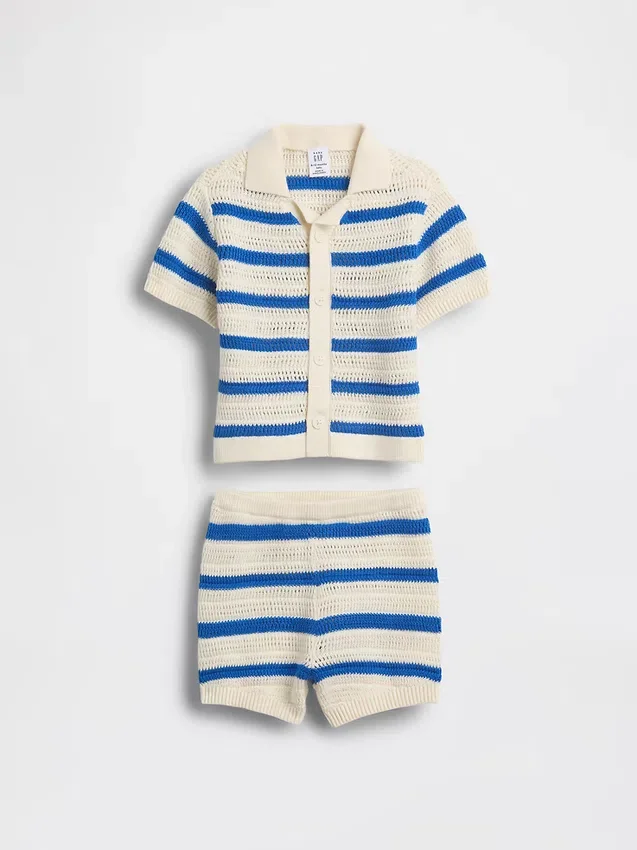 Baby Crochet Stripe Outfit Set