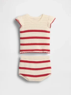 Baby Crochet Stripe Outfit Set