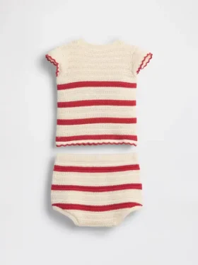 Baby Crochet Stripe Outfit Set
